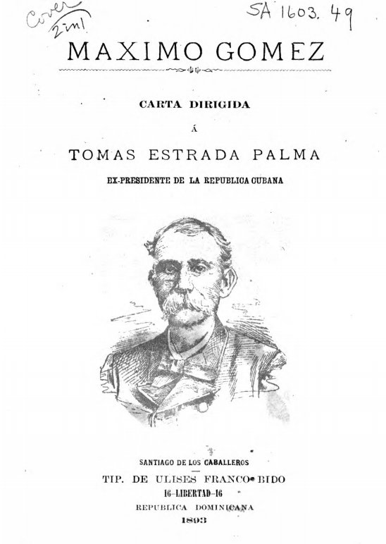 Carta de Gomez a Estrada Palma