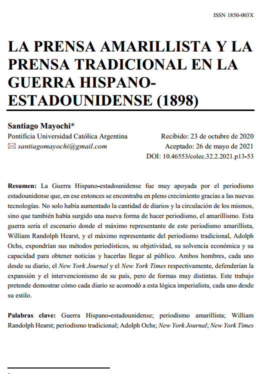 La prensa amarillista y la prensa tradicional en la guerra hispanoestadounidense (1898)