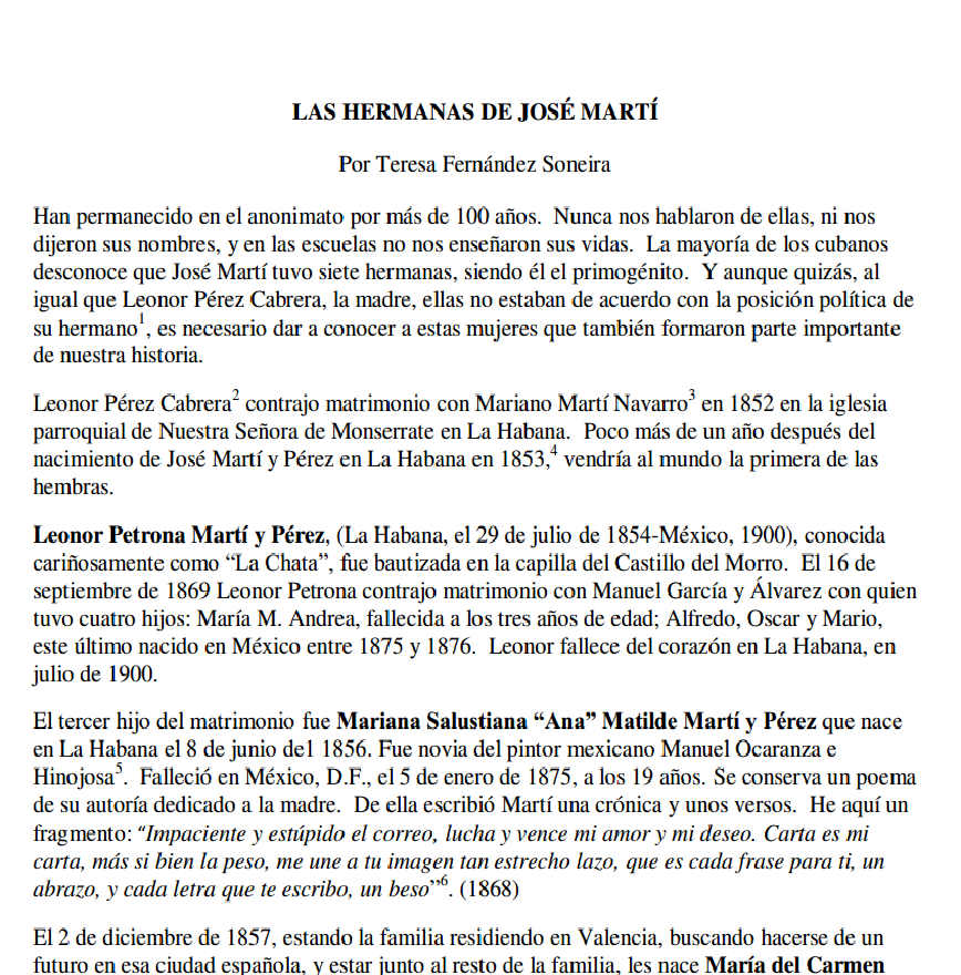 Las hermanas de José Martí