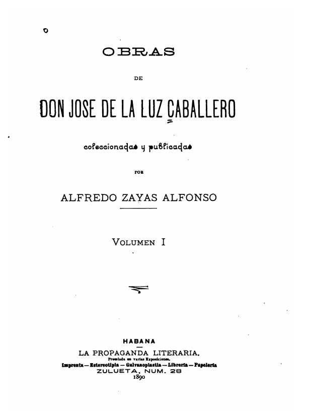 Obras de Don José de la Luz y Caballero